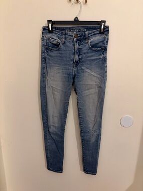 American Eagle Outfitters Women's Faded Blue Skinny Jeans